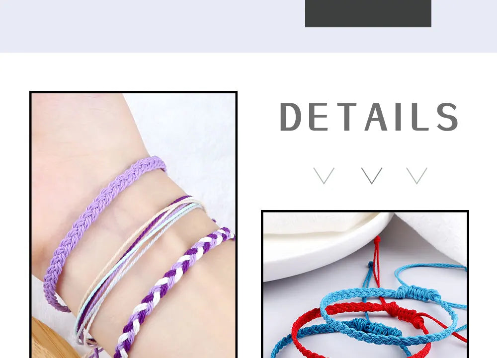 Classic Handmade Braided Bracelets for Women Men Pure Color Waxed Thread Braid Wristband Charm Bracelet Adjustable Jewelry Gifts