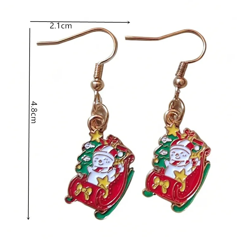Fashionable Christmas Theme Earrings for Women - Happy Christmas Pendant Tree of Christmas Deer Father Design Mixed Style Jewelr