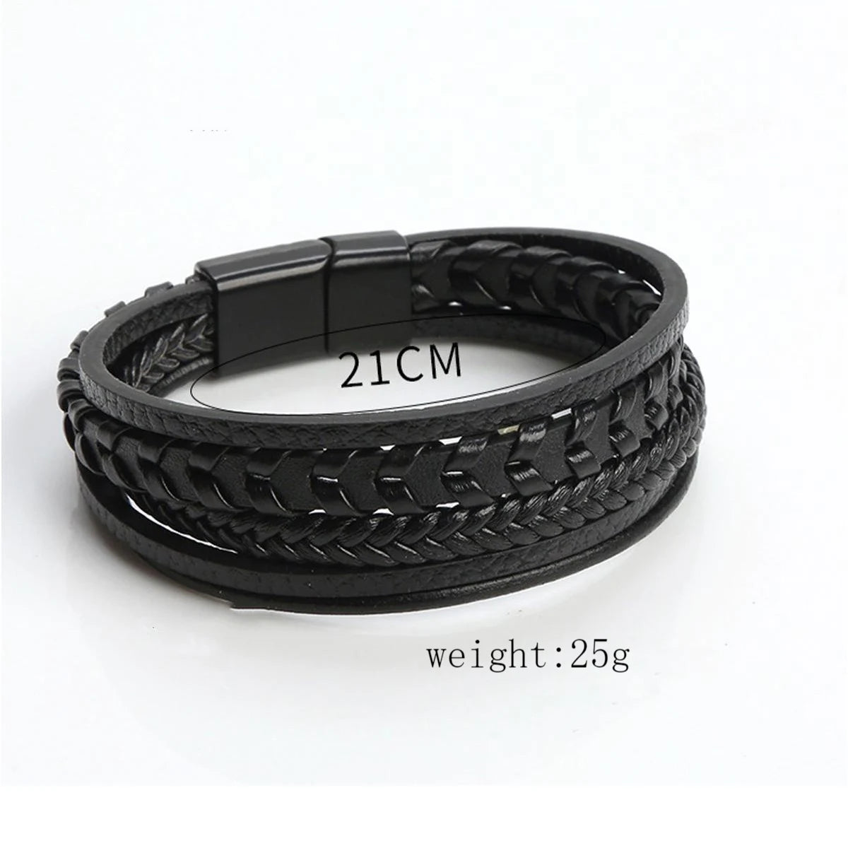 1PC Trendy Men's Accessories Alloy Magnetic Buckle Multi layer Retro Leather Rope Braided Bracelet Bracelet Fashion Dressing