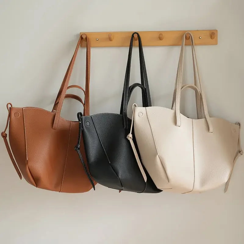 Fashionable Large Capacity Tote Bag Handbag Women's Single Shoulder Bag Brown New Arrival 2025 from France High Aesthetic Value