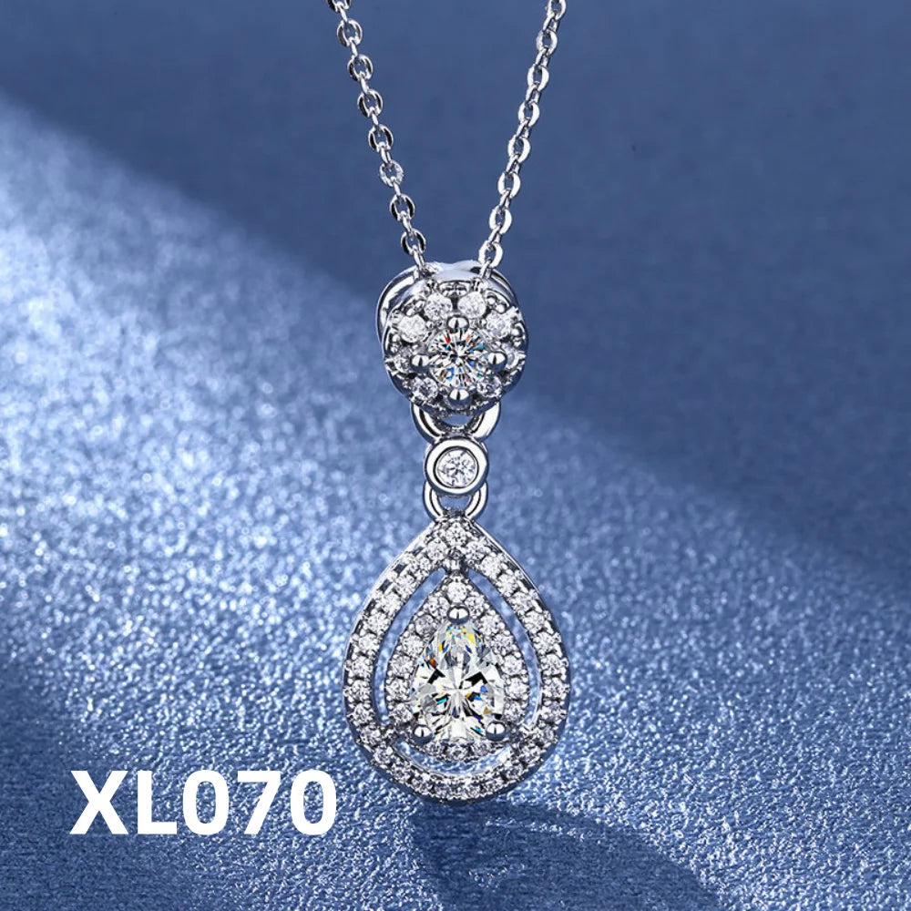 925 Sterling Silver Necklace Clavicle Chain Sparkling Zircon Teardrop Women's Pendant Necklace Birthday Party Gift Jewelry Gift