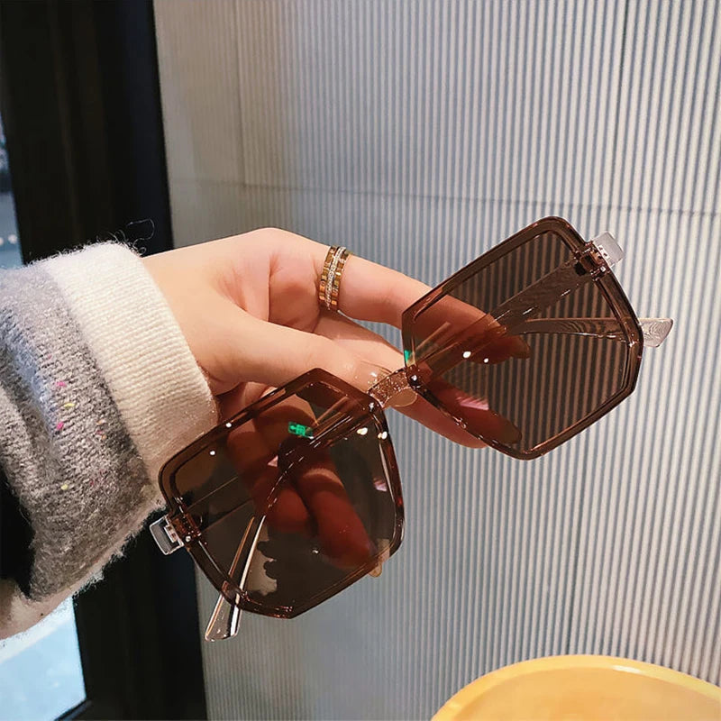 Big Frame Vintage Polygon Sunglasses - Retro Square Goggle Unisex