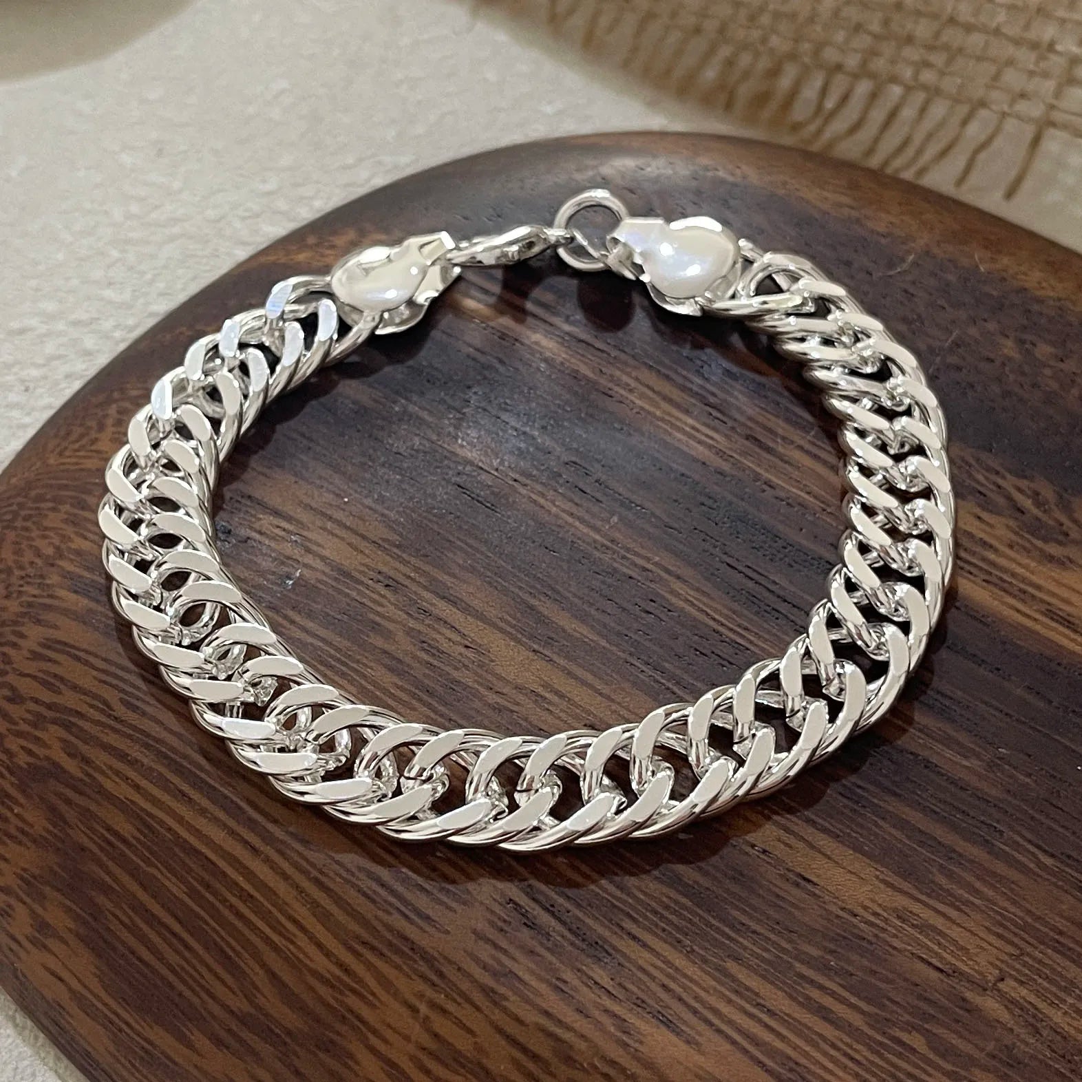 100% Solid 925 Sterling Silver Bracelet for Women Men Vintage Handmade Shinning Heart Bracelets Birthday Christmas Gift