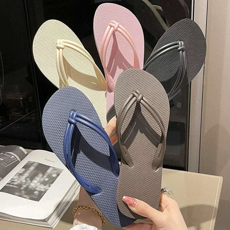 Women's Candy Color Flip Flops - Anti-Slip Summer Beach Slippers