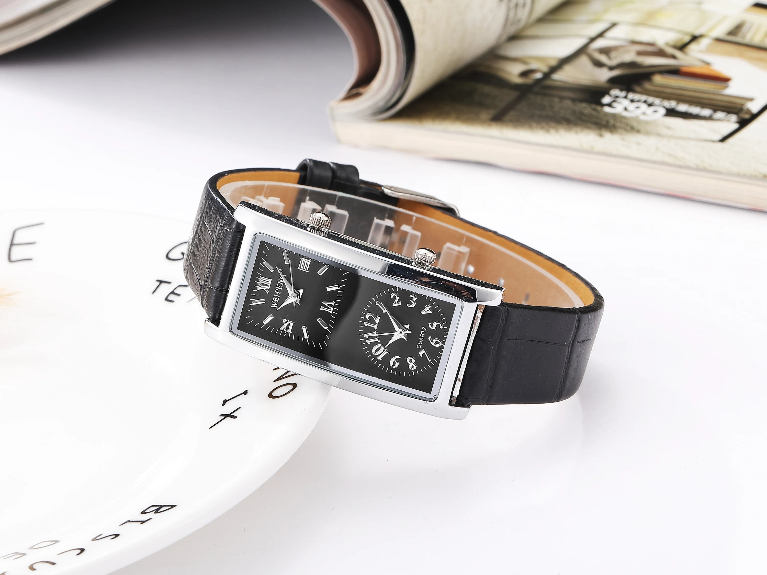 Hot selling fashion leisure business dual time zones dual dial watches for man woman couple watches quartz watches reloj