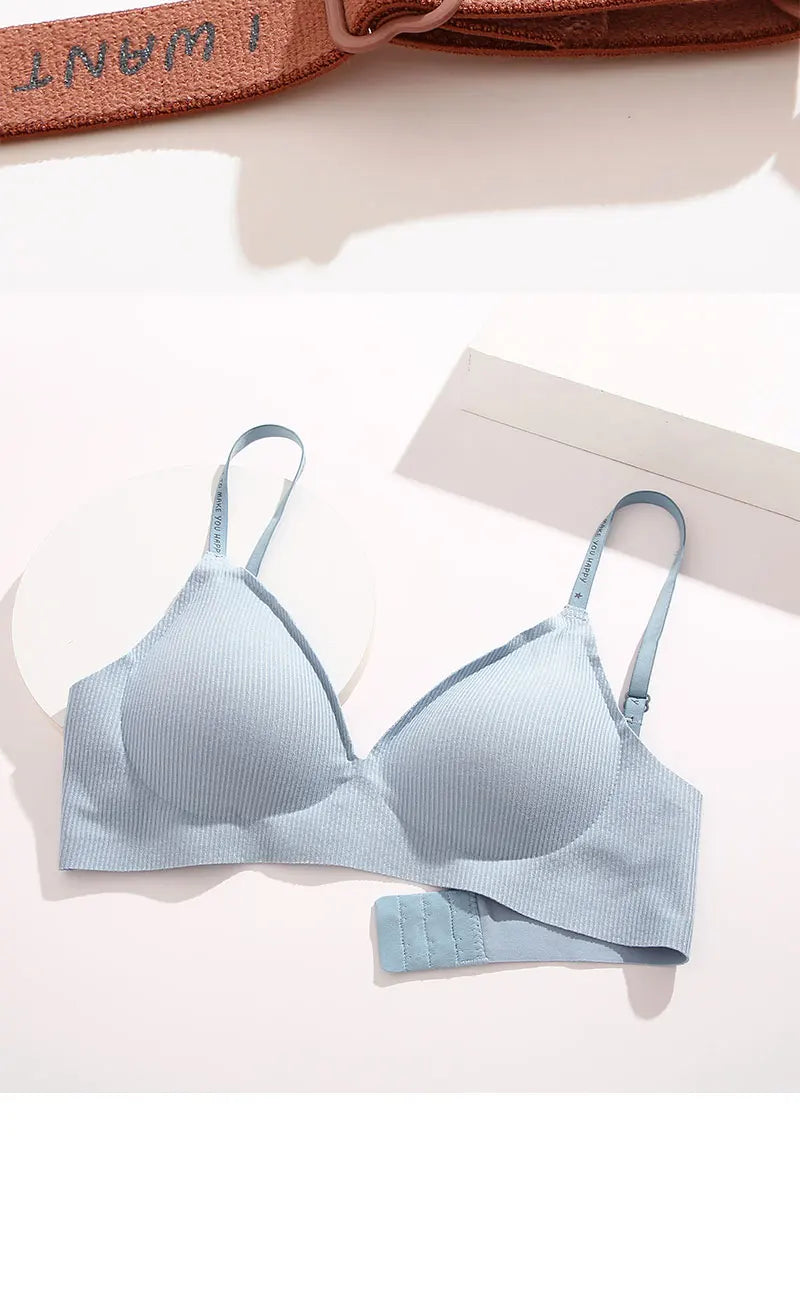 FINETOO 1PCS Women Sexy Seamless Bras Deep V Neck Bralette Sexy Lingerie Letter Strap Tops Push Up Underwear Wireless Brassiere