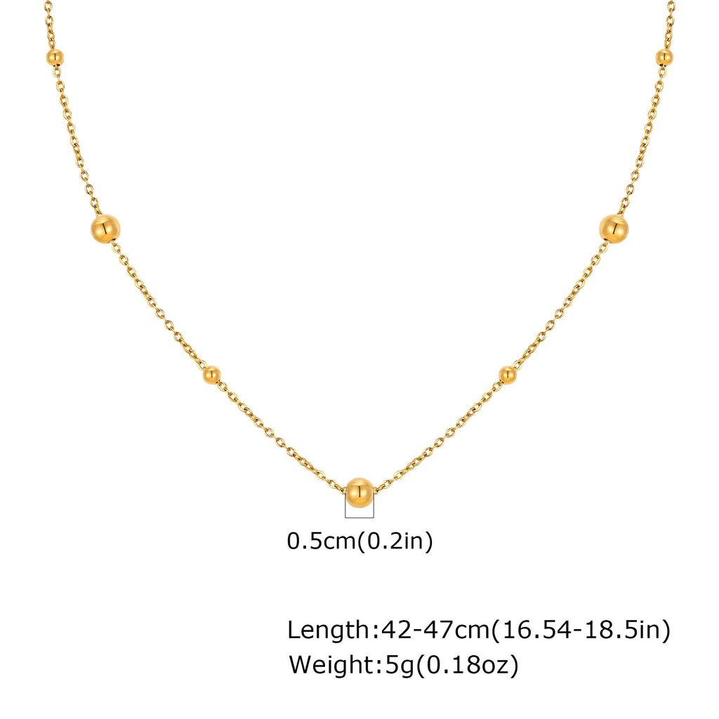 Vnox Dainty Beads Chain Necklaces for Women Girls, Gold Plated Cable O Links Choker Collar