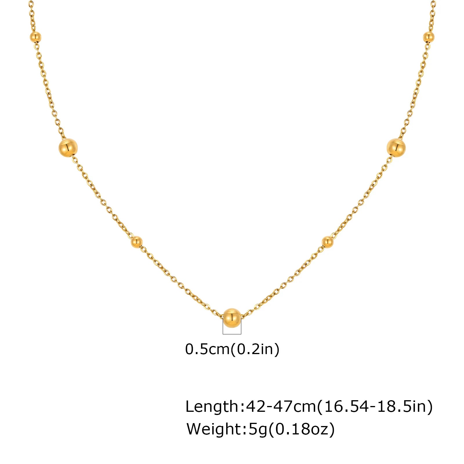 Vnox Dainty Beads Chain Necklaces for Women Girls, Gold Plated Cable O Links Choker Collar
