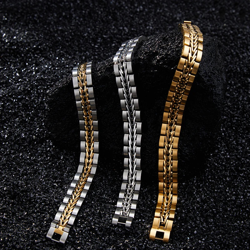 ROXI  | 2025 Stainless Steel Cuban Bracelet for Men Luxury Charm Party Jewelry Gold Plated Original Design Dropshipping