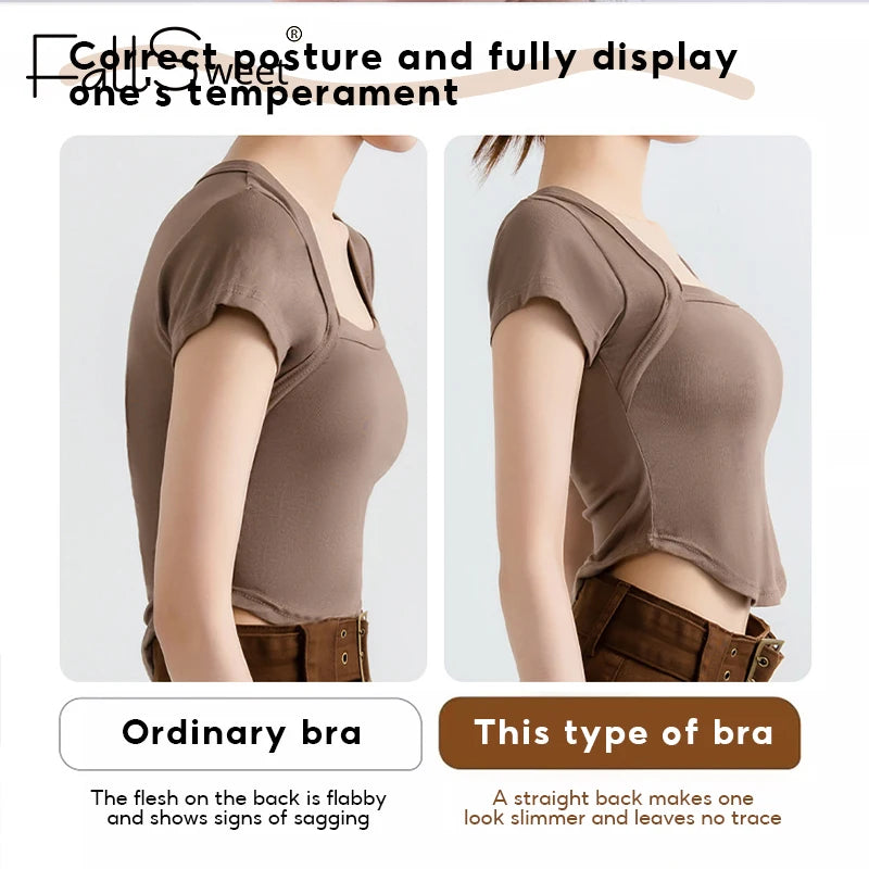 FallSweet 1/2PCS Women's Posture Correction Bras Seamless Wireless Push Up Bralette with Cross Back Support Female Lingerie