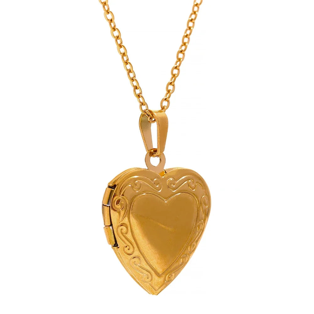 Yhpup Heart Stainless Steel Pendant Drop Necklace  Waterproof Friend Photo Picture Frame Locket Charm Necklace Jewelry Gift