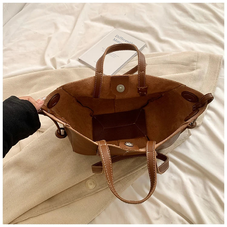 High Quality PU Tote Bags Fashion Solid Hasp Simple Versatile Sense of Luxury Shoulder and Handbags for Women 2024 New Style