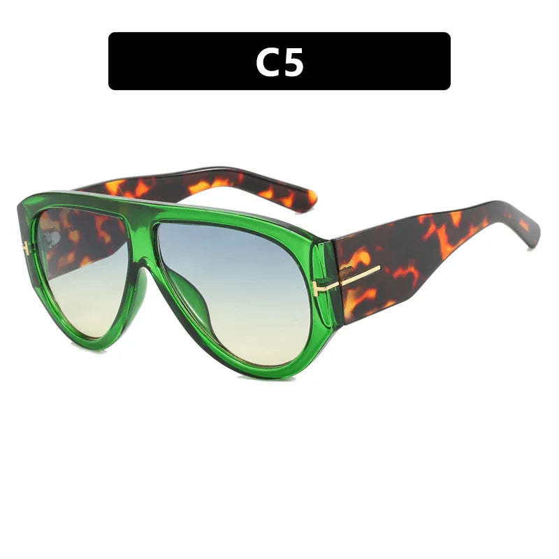 Vintage Oval Large Frame Sunglasses - Trendy Street Style UV400 Women