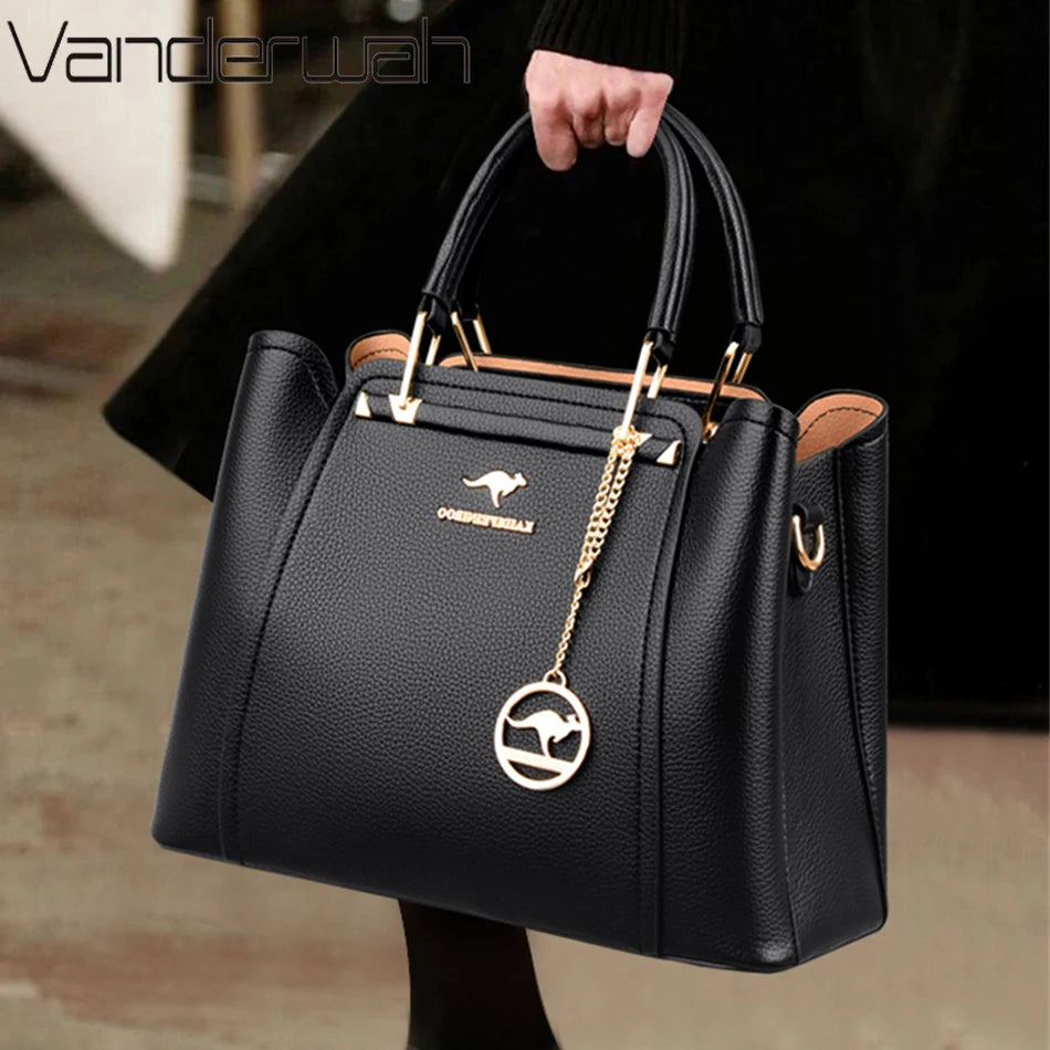 2024 Luxury Designer Handbag - 3 Layer Crossbody Leather Tote