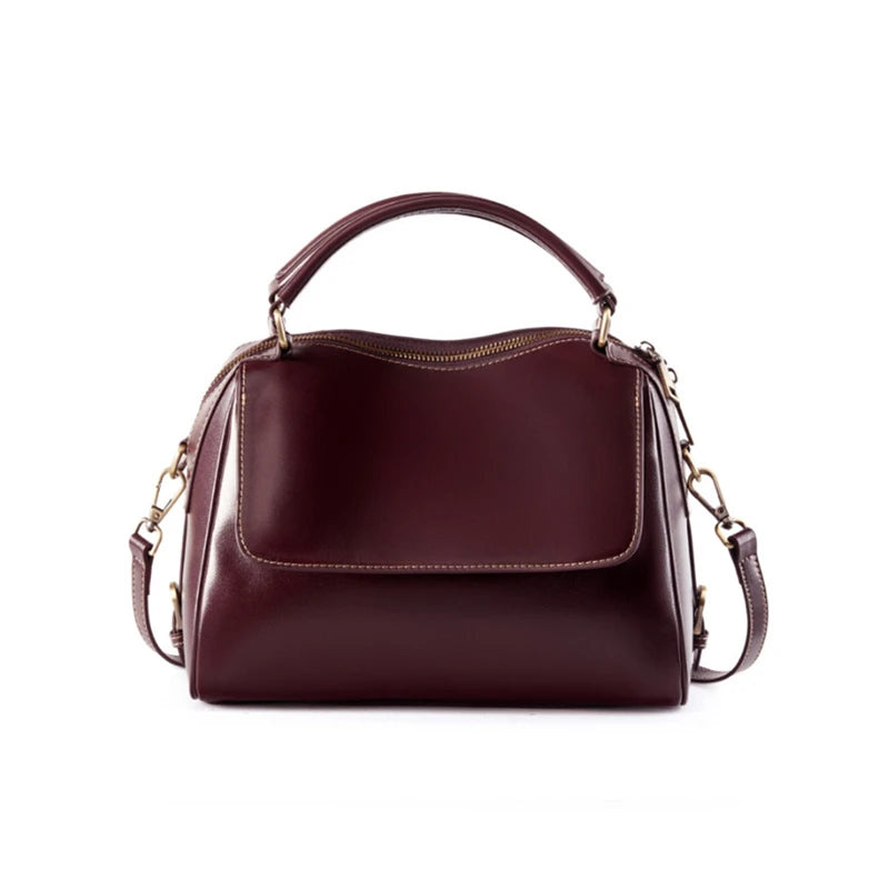 Toptrends 100% Genuine Leather Boston Shoulder Crossbody Bags For Women 2025 Luxury Designer Pillow Tote Satchel Ladies Handbags