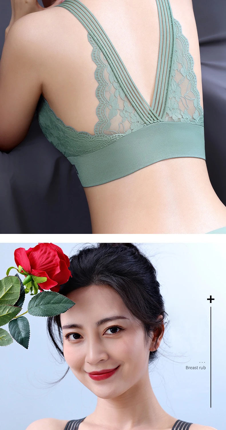 2PCS Women Lace Bras - Wireless Bralette Vest Style Tube Tops