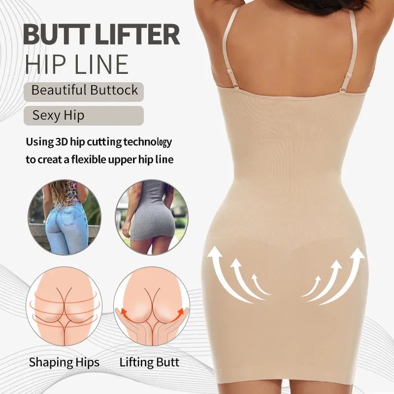 Women Shapewear Full Slip - Tummy Control Cami Mini Under Dress
