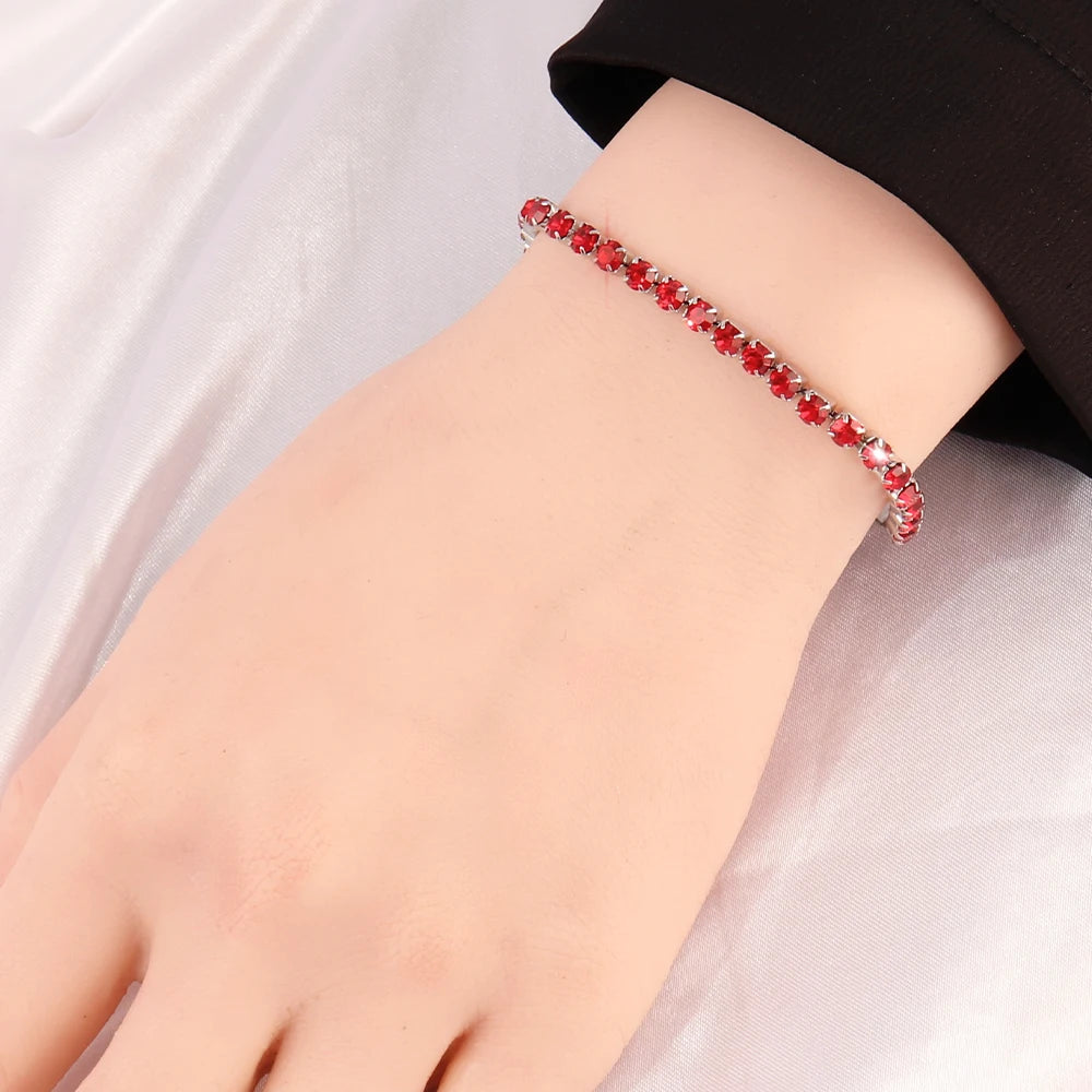 316L 4mm Stainless Steel Bracelet For Women Men's Hip Hop Tennis Chain Bracelets Luxury Color Crystal Zircon Bracelet Jewelry