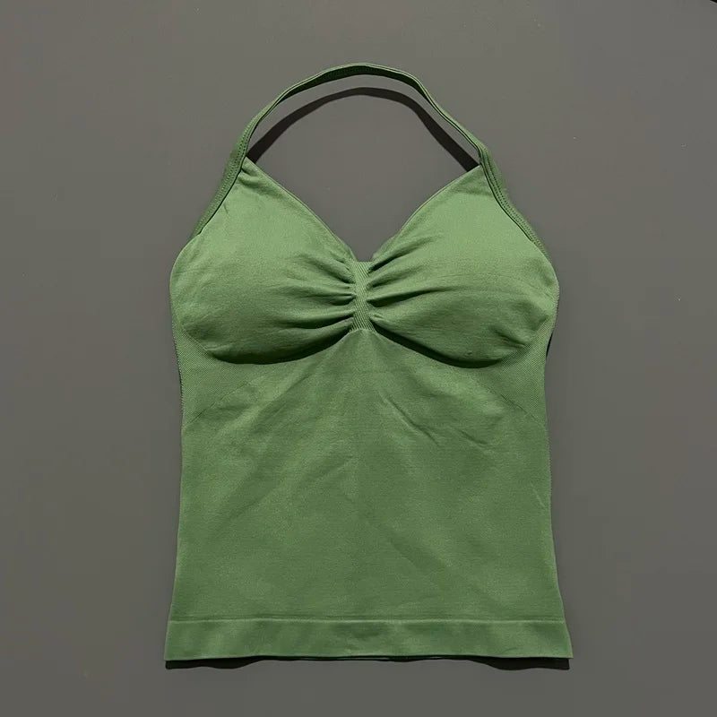 HISTELLO Impact Sports Bra - Longline Strappy Yoga Tank Top
