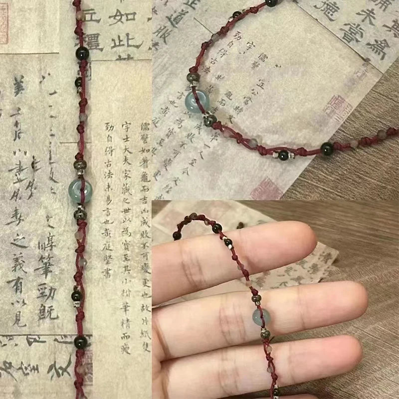 Retro Chinese Style Adjustable Handmade Braid String Bracelet Beaded Charm Bracelet Bangle Fashion Couple Adjustable Bracelet