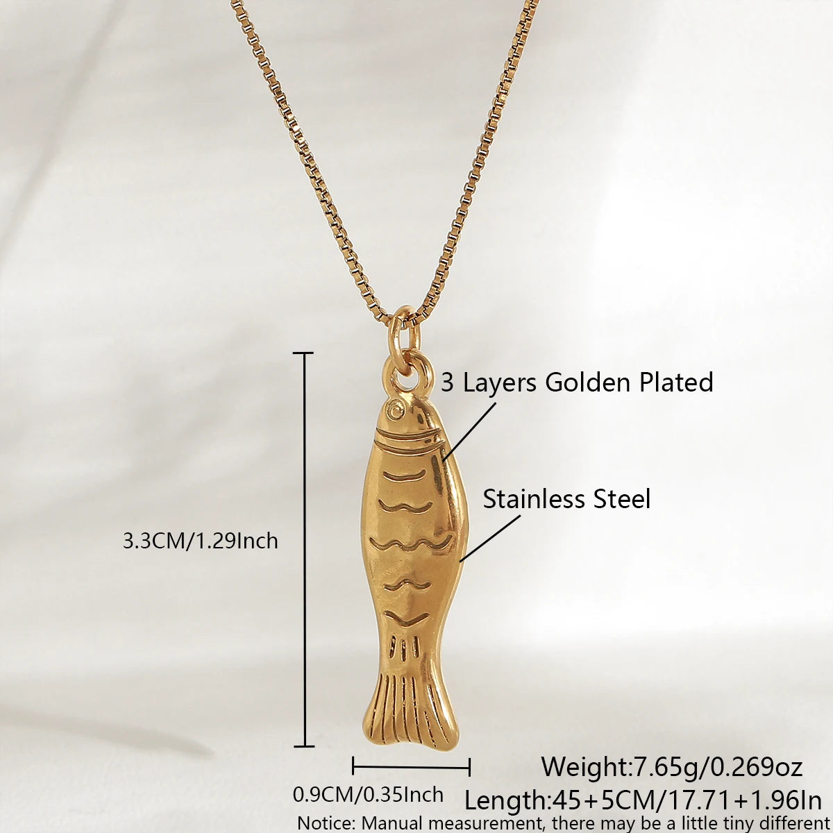 1/2pcs/Lot Cute Stainless Steel Gold Plated Small Fish Pendant Necklace for Women New Waterproof Beach Party Jewelry Summer Gift