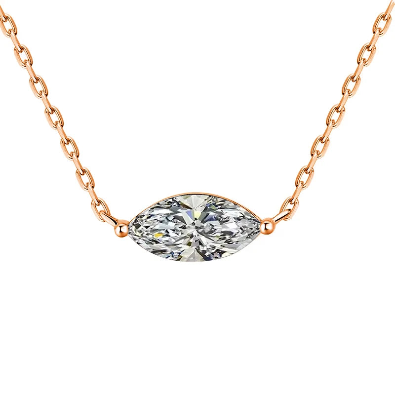 1/2carat Marquise Cut Solitaire Moissanite Diamond Pendant Necklace Gra Certified 925 Silver Plated 18k Gold Neckchain Woman