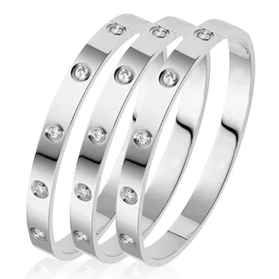 Stainless Steel Bangles - Rhinestone Designer Fashion Jewelry Women