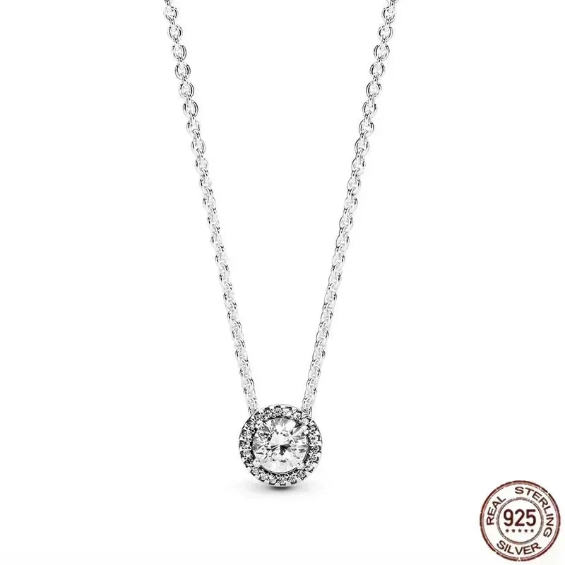 Christmas Birthday Surprise Gifts 925 Sterling Silver Exquisite Shiny Round Heart-shaped Necklace Classic Charm Women's Jewelry