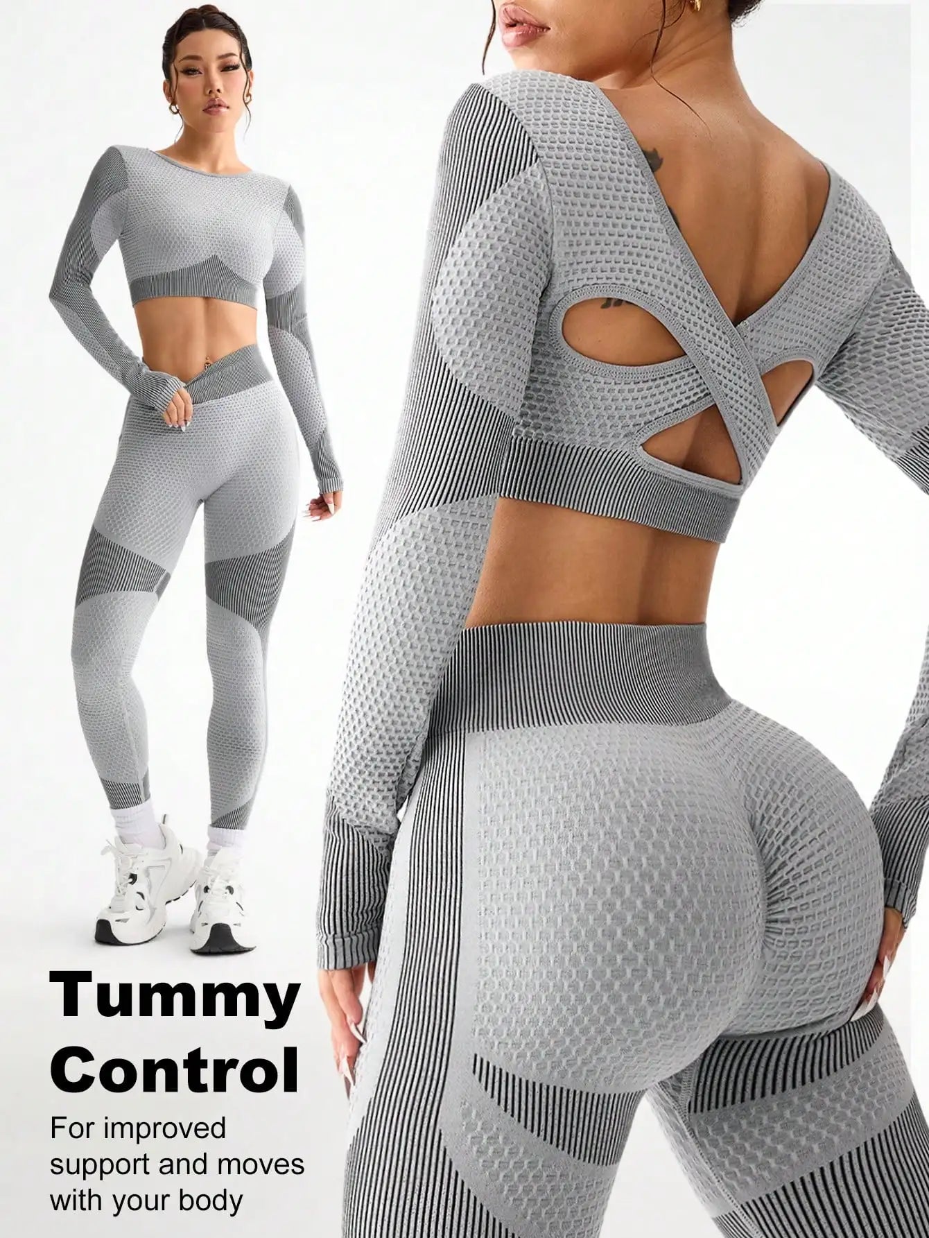 2PCS Sports Yoga Suit - Breathable Seamless Running Fitness Set