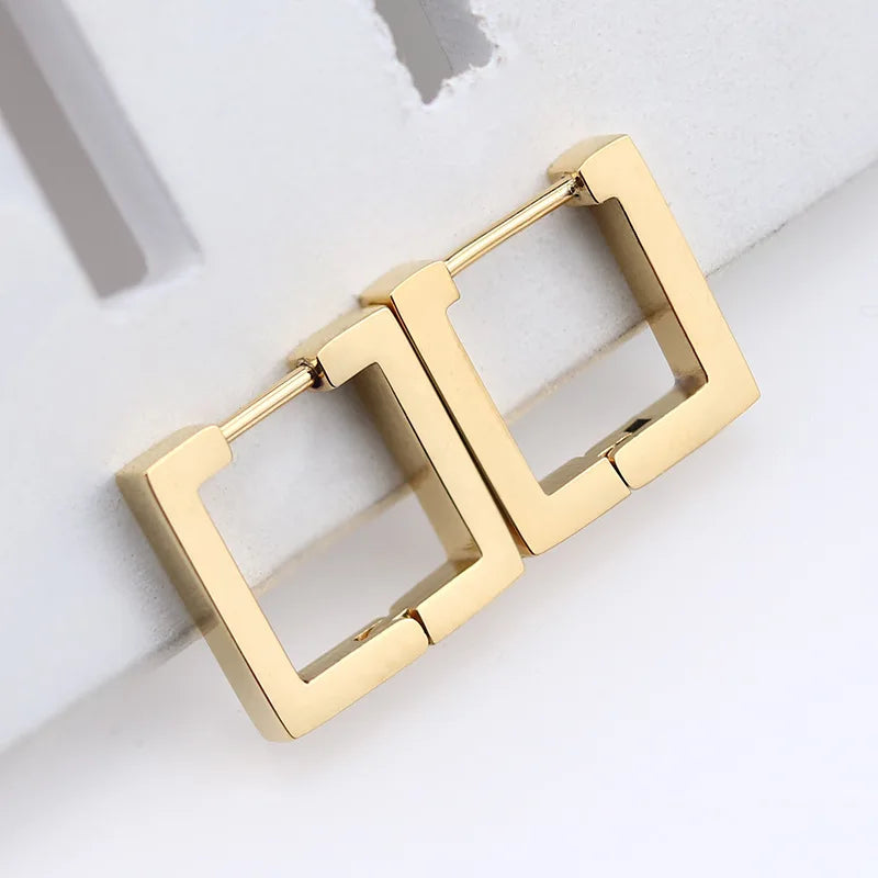 1 Pair High Polished Stainless Steel Hoop Earrings For Women/Men Geometric Allotype Ear Buckles Hip Hop Party Creative Jewelry