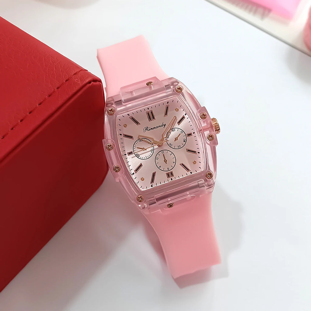 Cross border foreign trade new sports and leisure square silicone scale three eye women's quartz watch manufacturer in stock