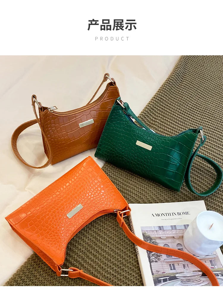 Fashion Shoulder Bag Crocodile Pattern Underarm Bag for Women Exquisite Crossbody Tote Purse Luxury Brand Handbags Shopping Bags