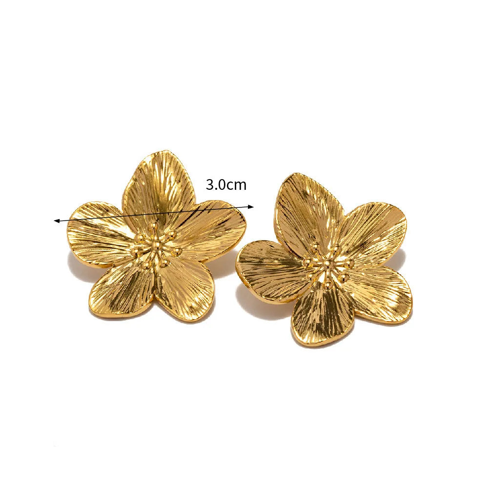 2PC Women's Fashion Trendy Stainless Steel Flower Earrings Outdoor Travel Carnival Party Festival Dressing Gifts