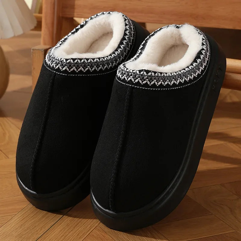 New Fashion Fluffy Platform Slippers - 2025 Winter Plush Warm Home Shoes