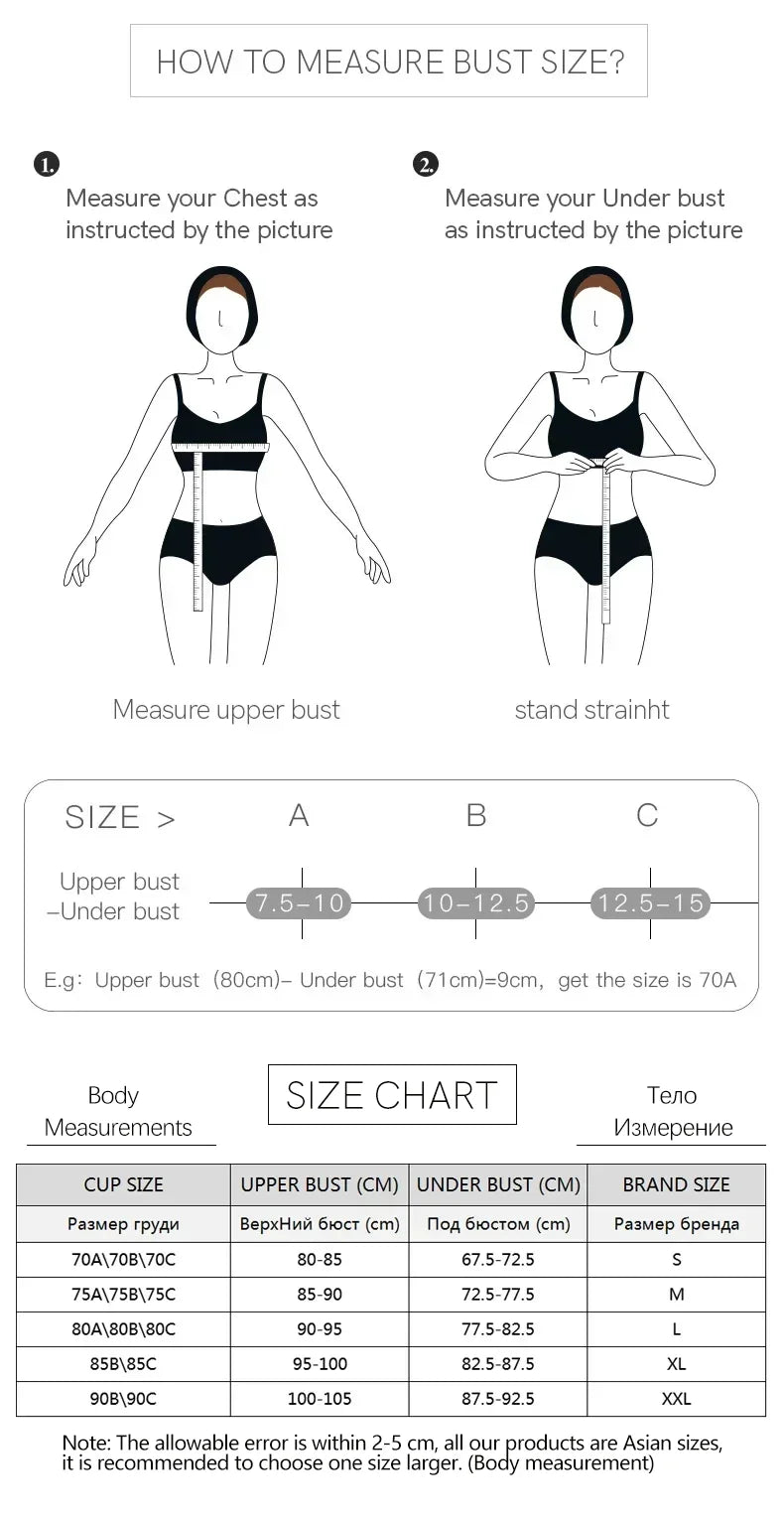SUJIIN Sexy Push Up Bra - Seamless Wireless V Neck Bralette