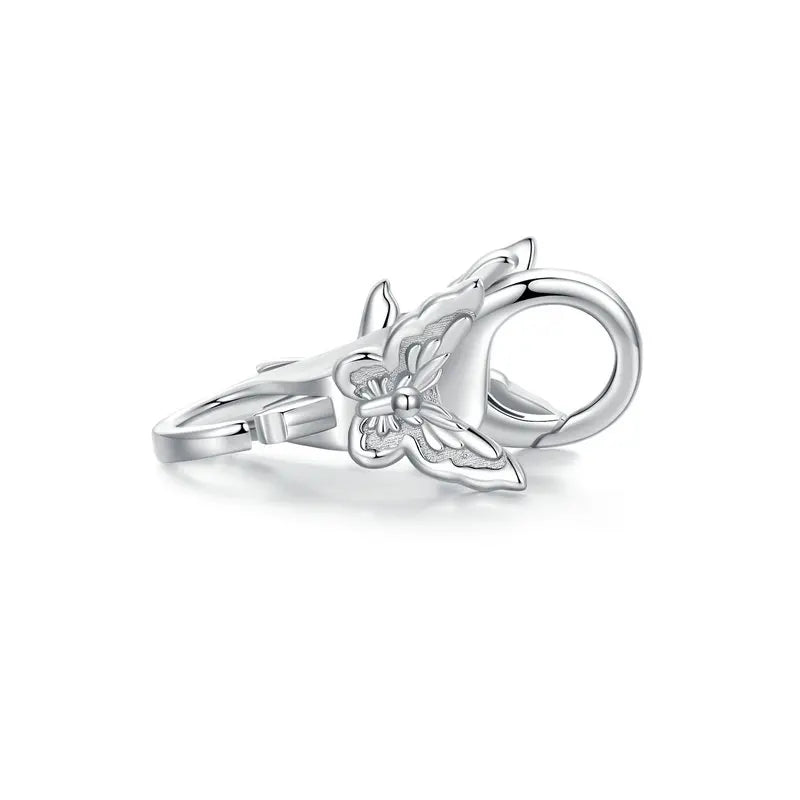 WOSTU Real 925 Sterling Silver Basic Snake Bangle Bracelet Butterfly Flower Closure Buckle For DIY Charms Bead Jewelry Make Gift