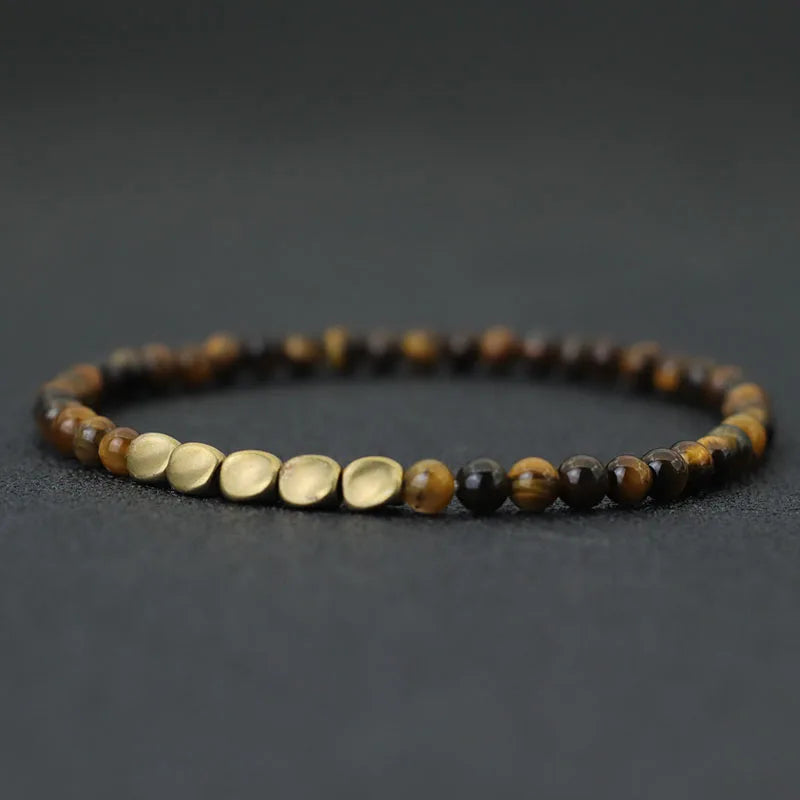New Men 4mm Bracelet Irregular Copper Beads Strand Braclet Minimalist Black Onyx Stone Braslet Pulsera Hombre Gift For Him Joias