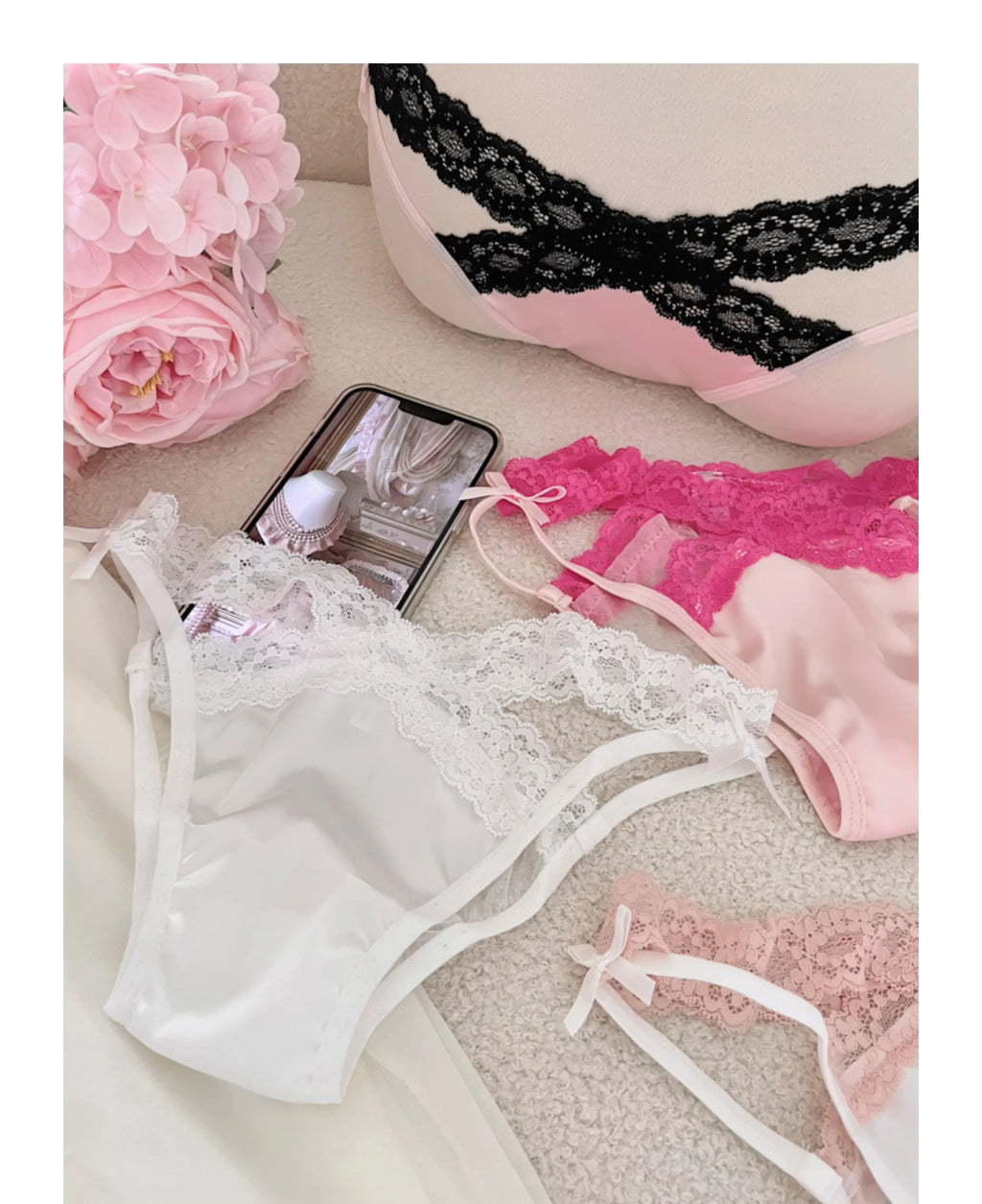 Cross Belt Lace Transparent Sexy Women's Underpants Low Waist Mesh Hollowed Bow Panties Cotton Crotch Breathable Briefs Lingerie