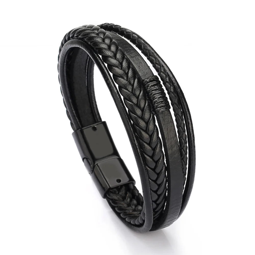 Men's Musical Symbol Leather Bracelet Vintage Creative Men's Bracelet Music Symbol Simple Leather Multi-Layer Bracelet