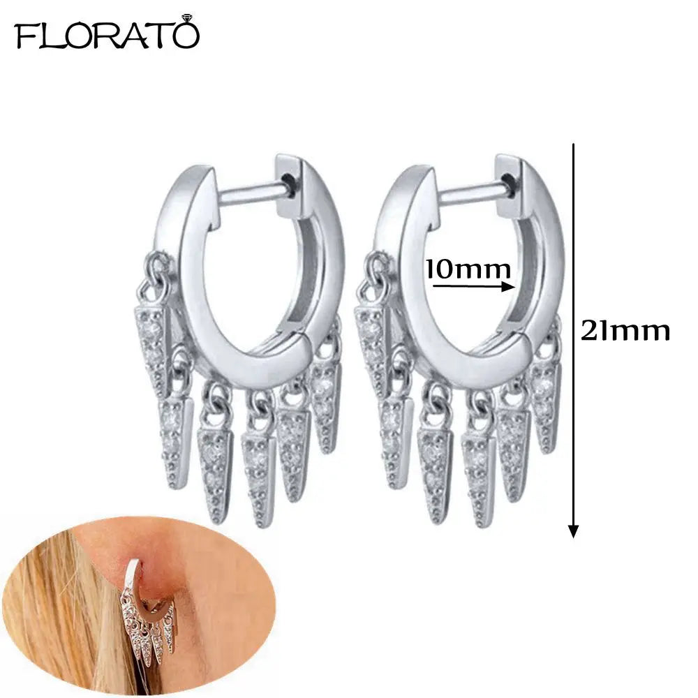 925 Sterling Silver Needle Punk Spike Rivet Hoop Earrings For Women Huggie Earrings Ear Cuff Piercing Earring Gothic Jewelry