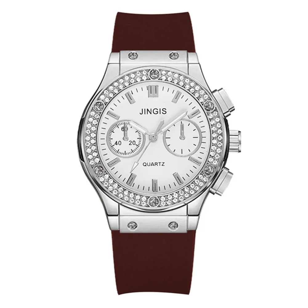 Fashion 2025 Rubber Women Watches Luxurious Brand Casual Diamond Female Quartz Wristwatches Simple Sport Clock Relogio Feminino