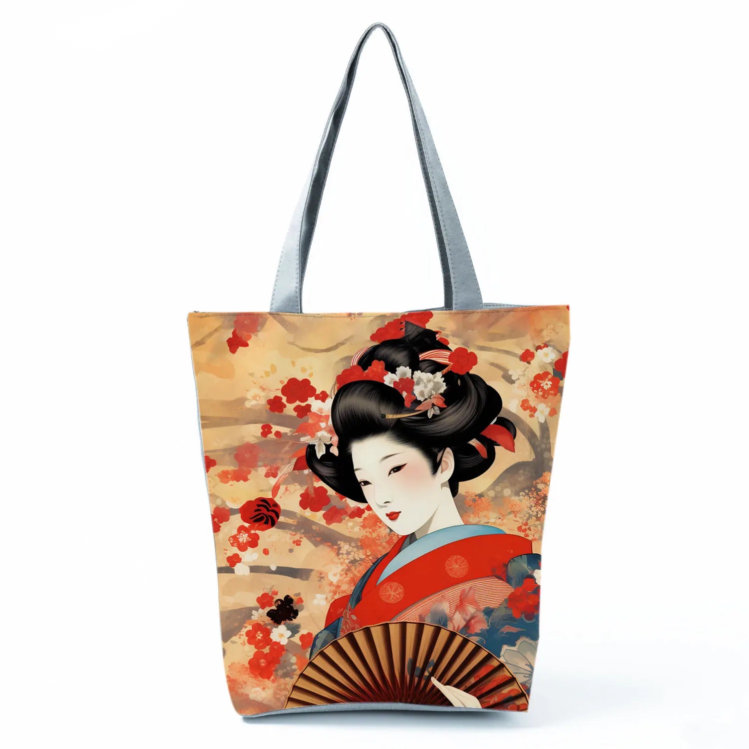 Japan Ukiyoe Print Handbags Groceries Kimono Woman Shopping Bags Women Large Capacity Shoulder Bag Chrysanthemum Portable Tote
