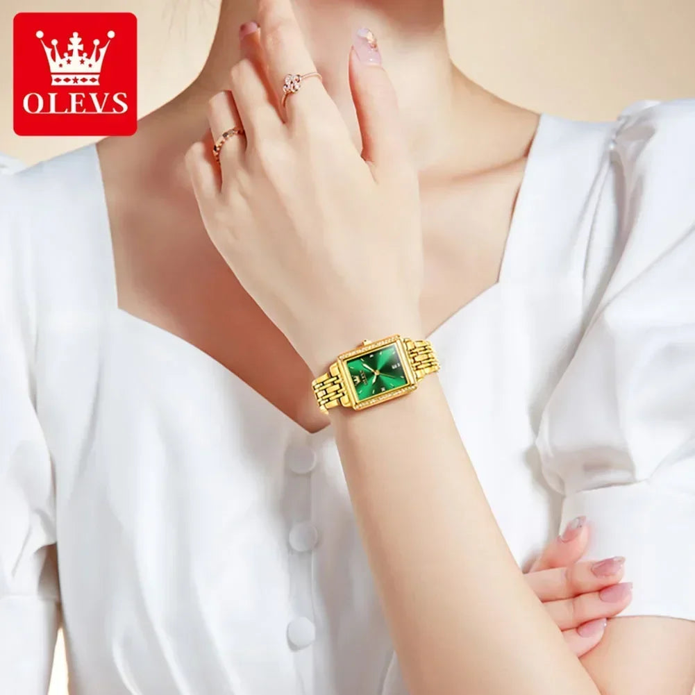 OLEVS Women's Watches Luxury Golden Stainless Steel Woman Watch Luminous Waterproof Quartz Wrist Watch Fashion Watches for Women