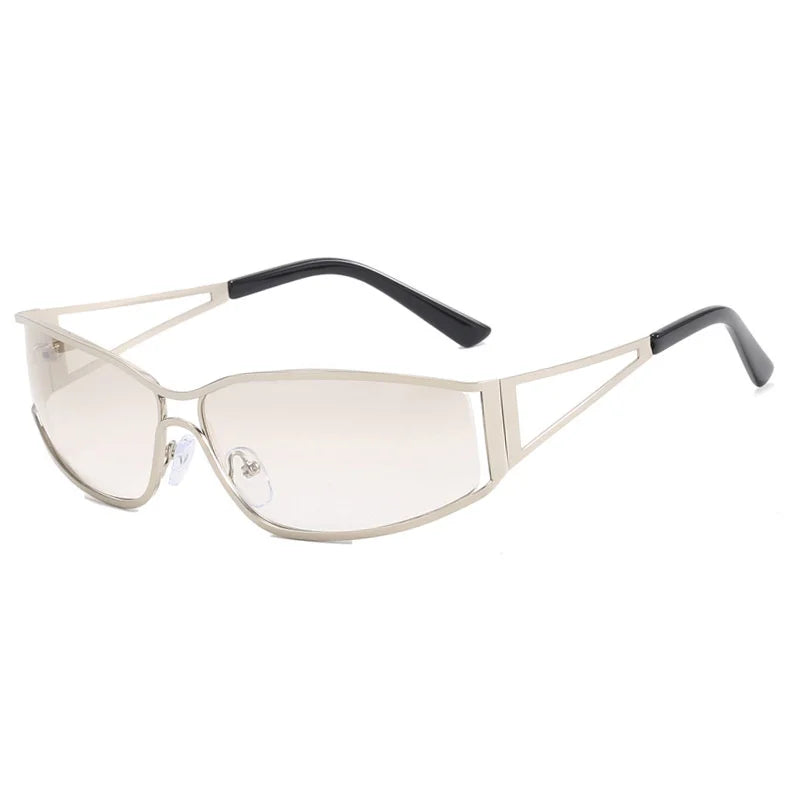 Y2K Oversized Steampunk Sunglasses - Designer Gradient Mirror Eyewear