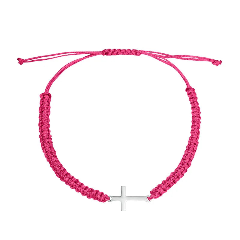 UILZ Creative Personality Stainless Steel Cross Hand-woven Adjustable Colored String Couple Versatile Bracelet