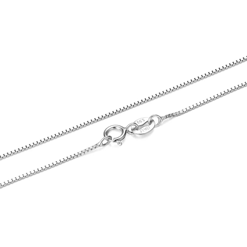 BAMOER Solid Gold Over 925 Sterling Silver Chain Necklace for Women Girls, 0.8mm Box Chain Super Thin & Strong Necklace Chain
