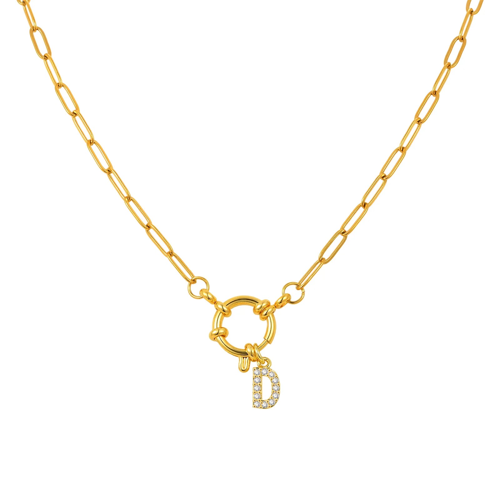 Vnox Women's Trendy Letters Necklaces With CZ Zircon, Stainless Steel 18K Gold Plated Pendant, Fashion Charm A-Z Accessories