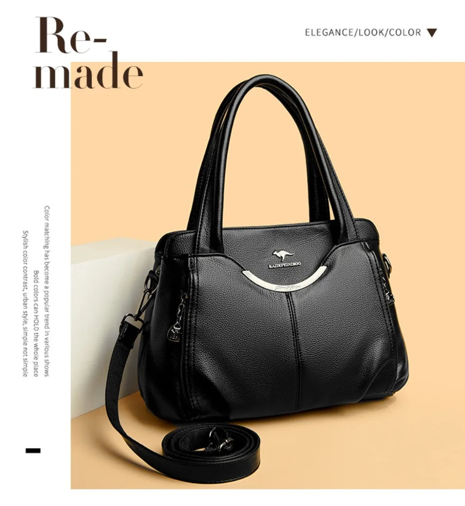 Luxury Soft Leather Handbag - Designer Crossbody Tote Bag 2024