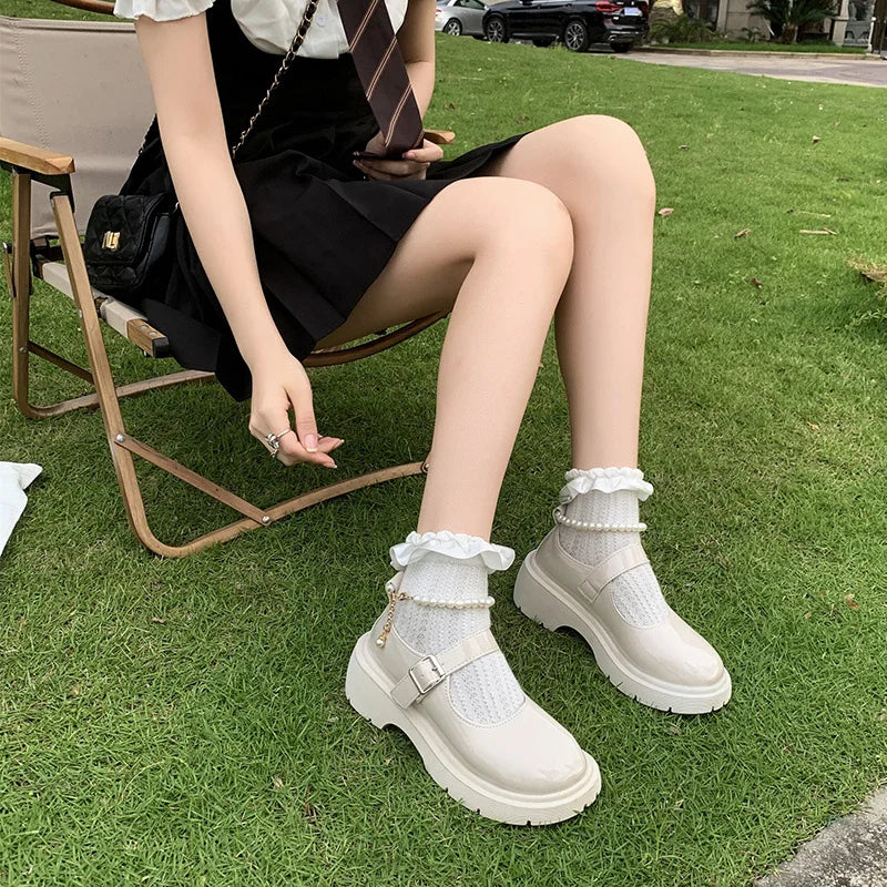 Women's Luxury Beaded Mary Jane Shoes - Elegant Flat Walking Shoes