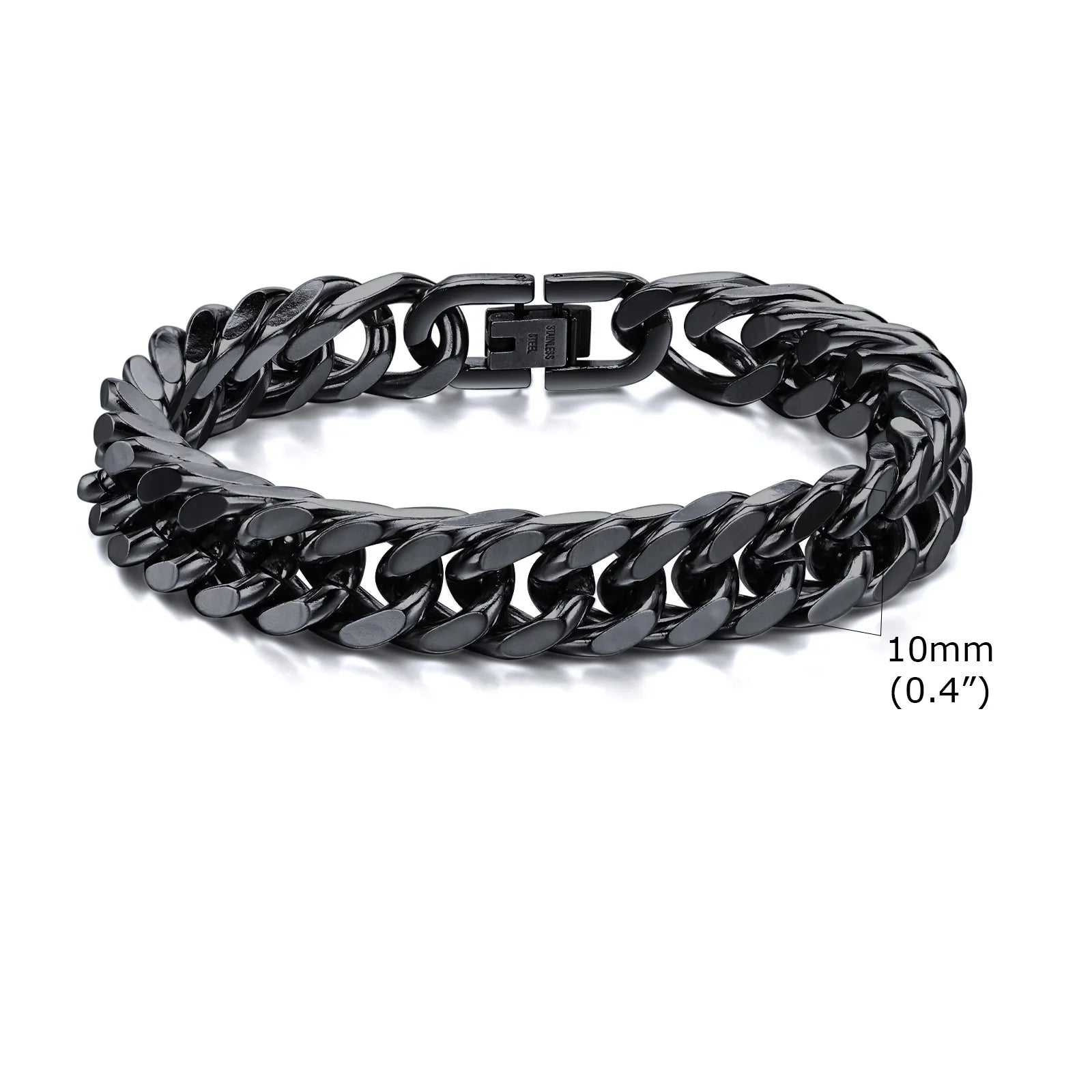 Vnox Men's Stainless Steel 7/8/9/10/12/15MM Link Chain Miami Cuban Bracelets for Male Boys Jewelry, 19cm/21.5cm, Gift for Dad